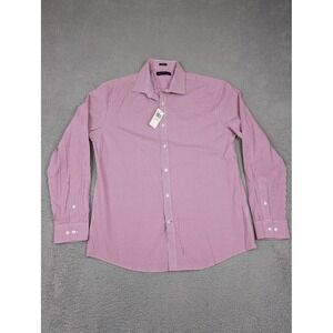 Tommy Hilfiger Dress Shirt Mens Large Slim Fit‎ Grenadine Gingham Check Cotton